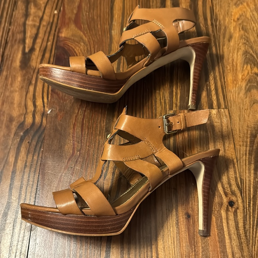 Marc Fisher 4” Brown Leather Sandal Heels Size 6.5 M - Picture 5 of 7